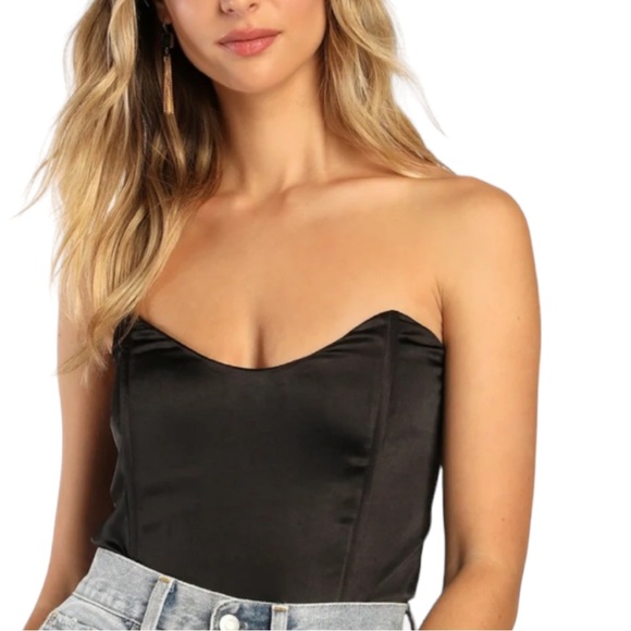 NWT Lulus Sultry Black Strapless Bustier Size Small - Picture 1 of 10